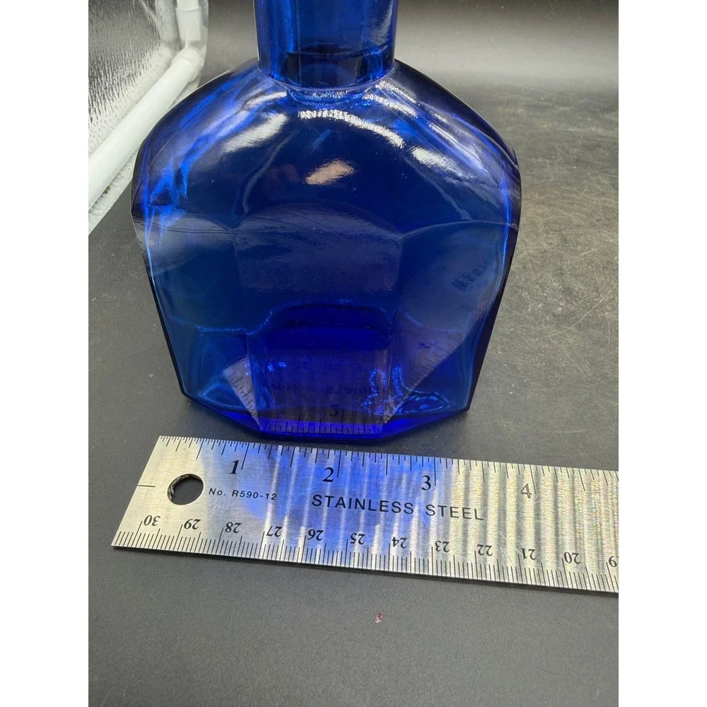Windart Studio Cobalt Blue Glass Bottle Hexagonal Decorative Vase Apothecary
